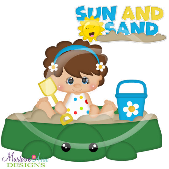 Girl Playing In Sandbox SVG Cutting Files + Clipart - Click Image to Close